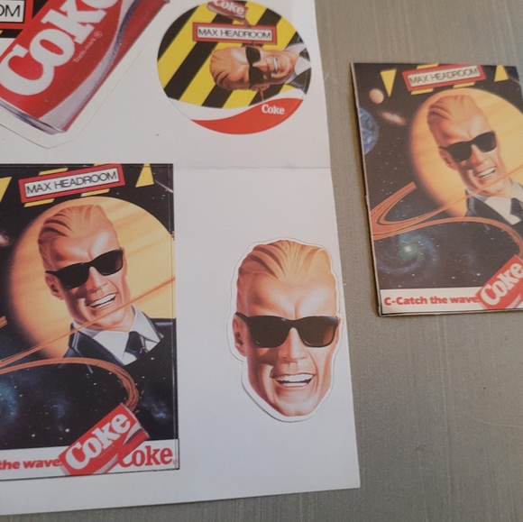 New! 80sVintage Coca-Cola MAX HEADROOM MAX Swagger Sticker Sheet & Extra Sticker - Picture 6 of 11